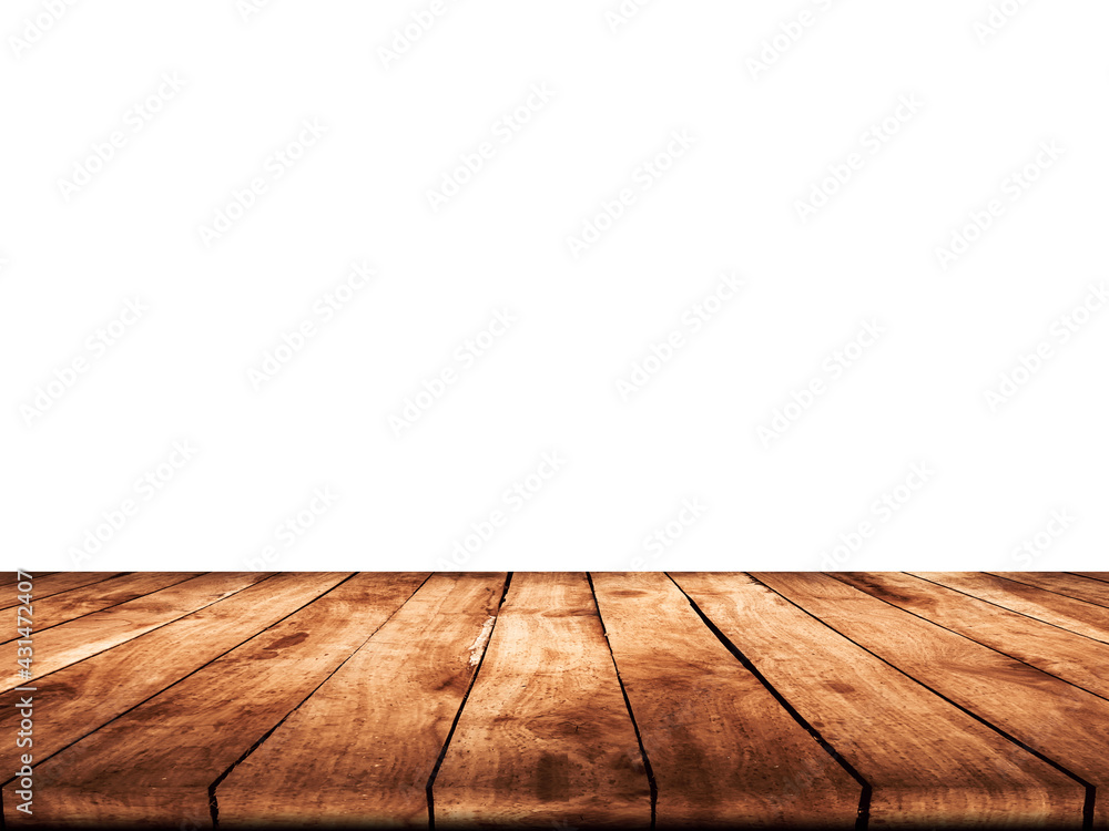 Brown wooden floor perspective angle with a blank white background. Brown wooden floor perspective angle with a blank white background.