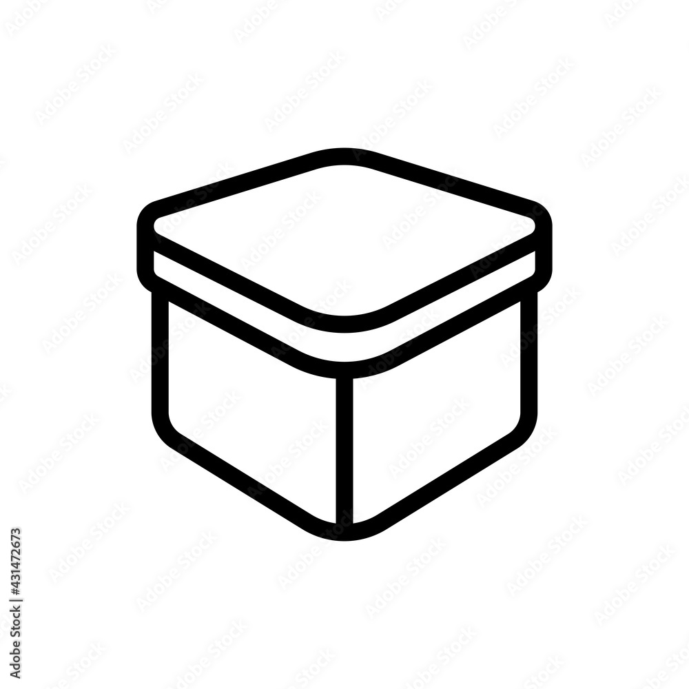 Delivery box, simple carton package icon. Black linear icon with editable stroke on white background
