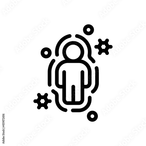 Immune system, antivirus protection, simple medical icon. Black linear icon with editable stroke on white background