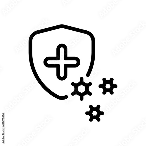 Immune system, antivirus protection, simple medical icon. Black linear icon with editable stroke on white background