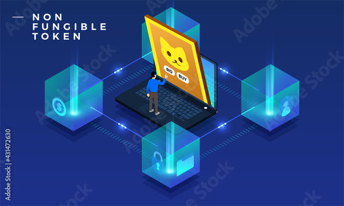 NFT Non-Fungible Token Vector Illustrations