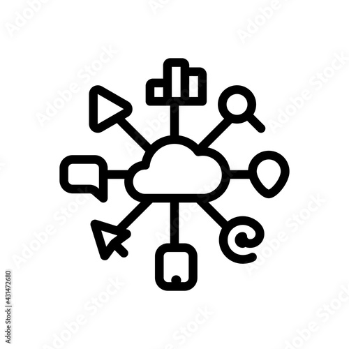 Digital marketing, business icon. Black linear icon with editable stroke on white background