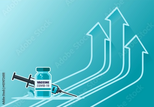 Covid-19 Vaccine Price Value Demand Stock Market Rise Increase Up Skyrocket Statistic Report with Graph Chart Diagram Illustration Vector. Can be Used for Digital and Printable Infographic.