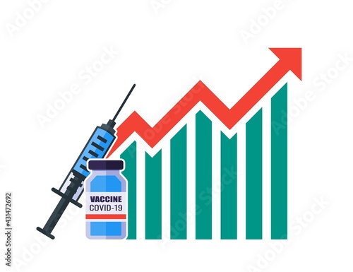Covid-19 Vaccine Price Value Demand Stock Market Rise Increase Up Skyrocket Statistic Report with Graph Chart Diagram Illustration Vector. Can be Used for Digital and Printable Infographic.