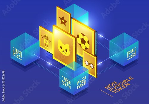 NFT Non-Fungible Token Vector Illustrations