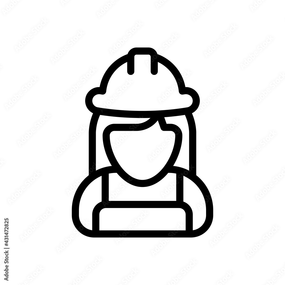 Construction worker, contractor or engineer. Black linear icon with editable stroke on white background Construction worker, contractor or engineer. Black linear icon with editable stroke on white background