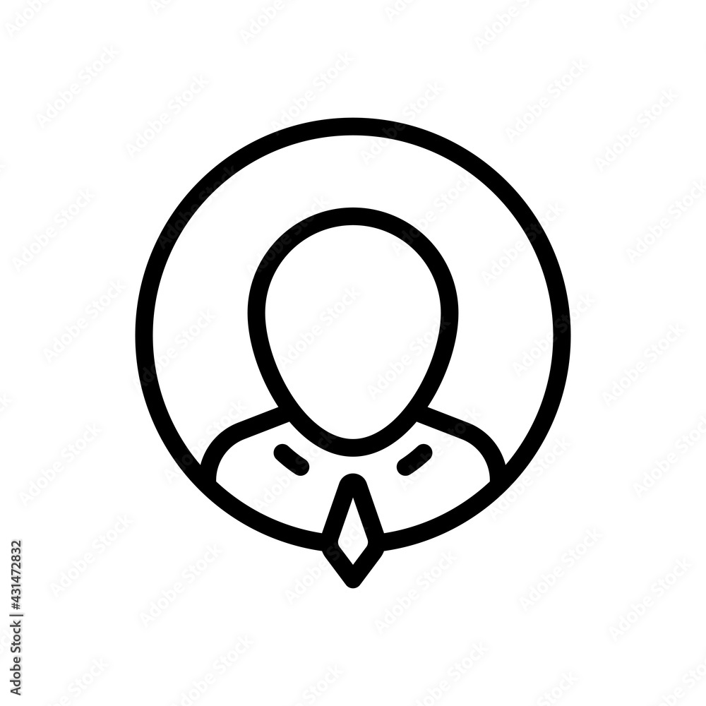 Simple user avatar, admin or member, business icon. Black linear icon with editable stroke on white background Simple user avatar, admin or member, business icon. Black linear icon with editable stroke on white background
