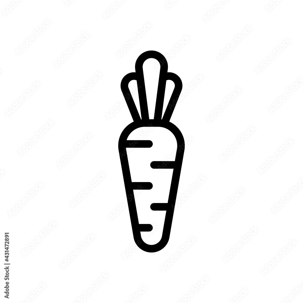 Carrot, silhouette of food, simple icon. Black linear icon with editable stroke on white background Carrot, silhouette of food, simple icon. Black linear icon with editable stroke on white background