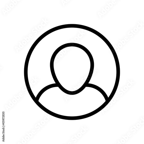 Simple user avatar, admin or member, business icon. Black linear icon with editable stroke on white background