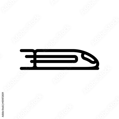 High speed train, railway transport. Black linear icon with editable stroke on white background