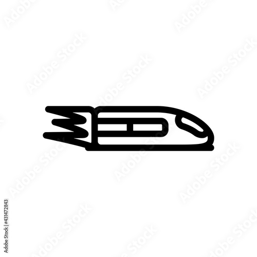 High speed train, railway transport. Black linear icon with editable stroke on white background