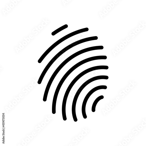 Fingerprint, unique identity of person, digital or biometric security. Black linear icon with editable stroke on white background