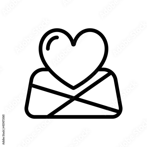 Paper map and heart, favorite addresses, loved places. Black linear icon with editable stroke on white background