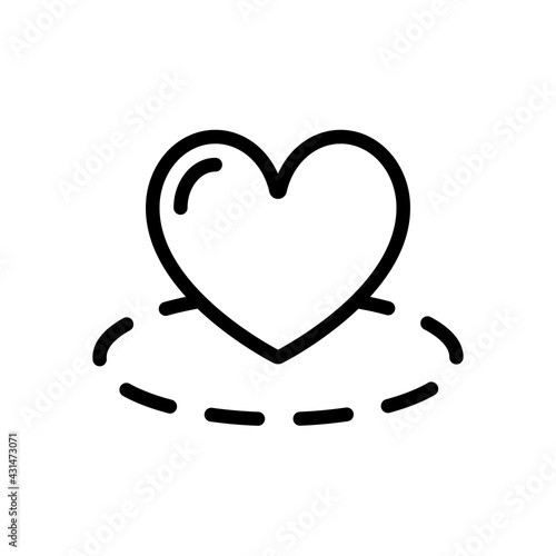 Map and heart, favorite addresses, loved places. Black linear icon with editable stroke on white background