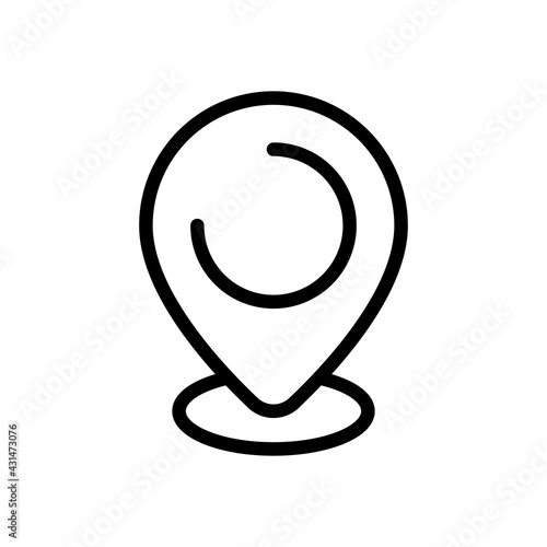 Location point, map marker, simple pin icon. Black linear icon with editable stroke on white background