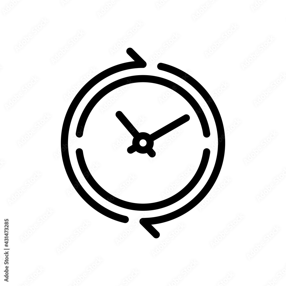 Timer in circle, simple clock or watch, time icon. Black linear icon with editable stroke on white background Timer in circle, simple clock or watch, time icon. Black linear icon with editable stroke on white background
