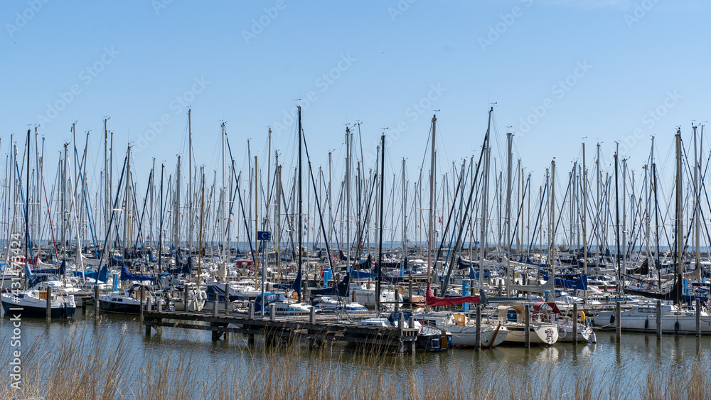 boats in the harbor of enkhuizen