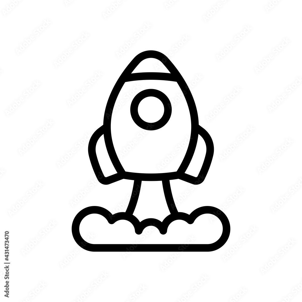Simple rocket icon, space ship. Black linear icon with editable stroke on white background Simple rocket icon, space ship. Black linear icon with editable stroke on white background
