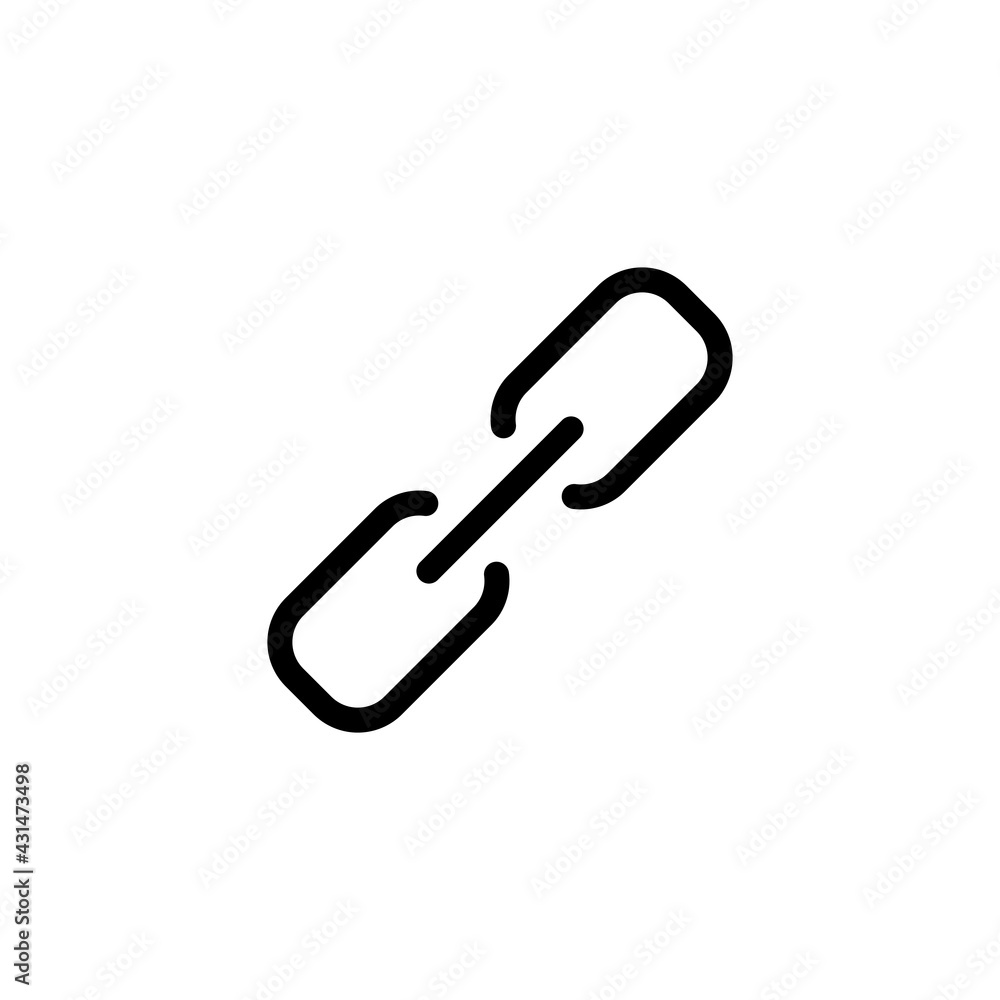 Simple link icon, metal chain, hyperlink symbol. Black linear icon with editable stroke on white background Simple link icon, metal chain, hyperlink symbol. Black linear icon with editable stroke on white background