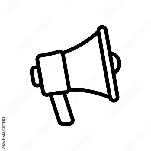 Simple megaphone icon, promotion, loud voice. Black linear icon with editable stroke on white background