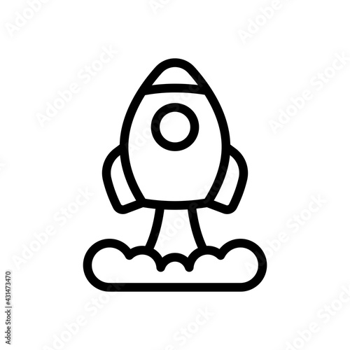 Simple rocket icon, space ship. Black linear icon with editable stroke on white background