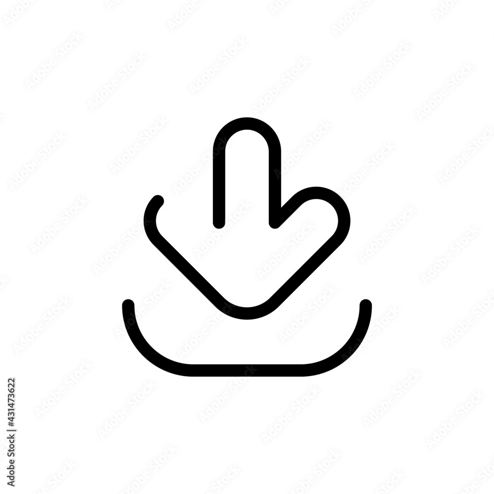 Download sign, simple app icon. Black linear icon with editable stroke on white background Download sign, simple app icon. Black linear icon with editable stroke on white background
