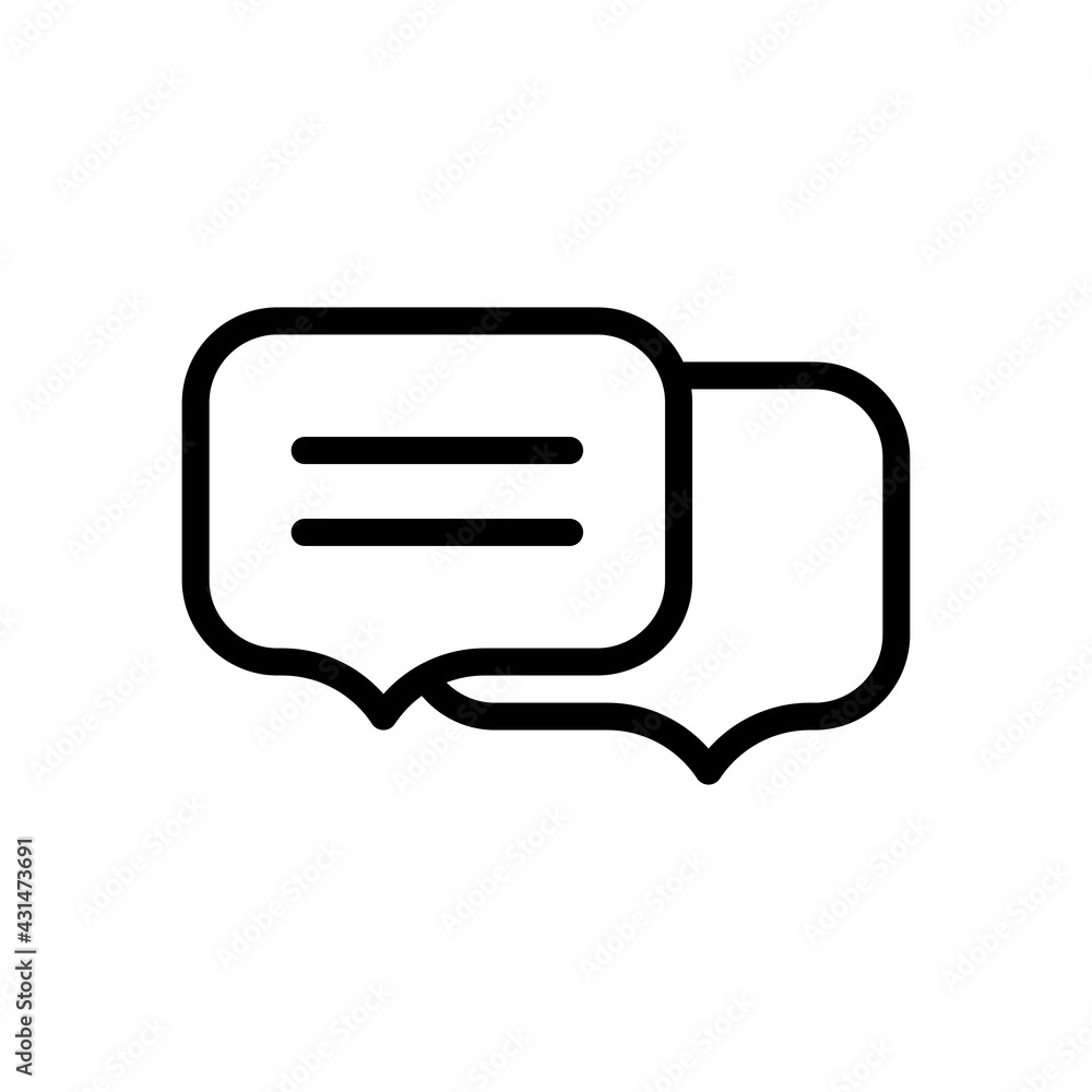 Speech bubbles, chat messages, text clouds, simple icon. Black linear icon with editable stroke on white background Speech bubbles, chat messages, text clouds, simple icon. Black linear icon with editable stroke on white background