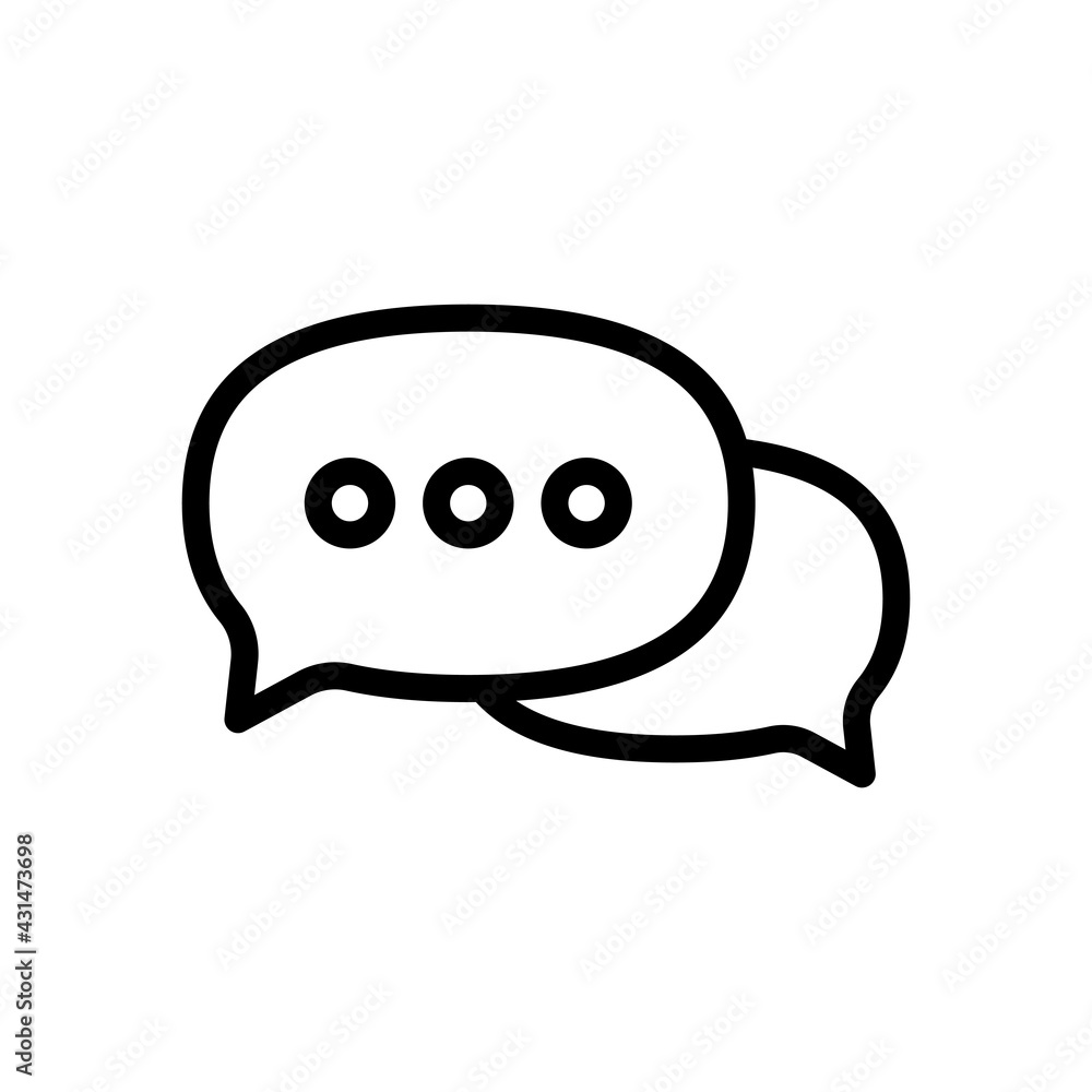 Speech bubbles, chat messages, text clouds, simple icon. Black linear icon with editable stroke on white background