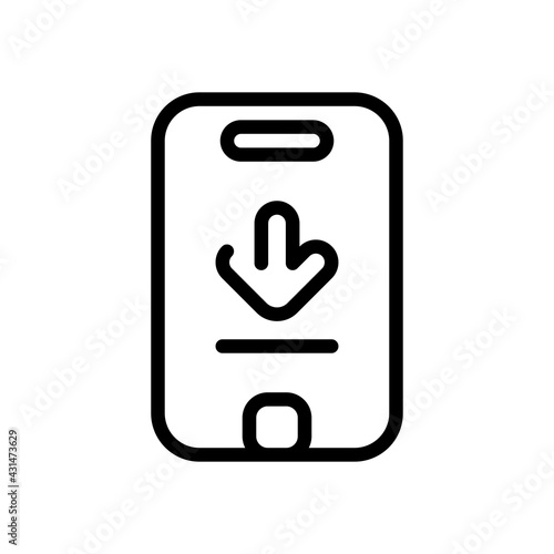 Download sign, simple app icon. Black linear icon with editable stroke on white background