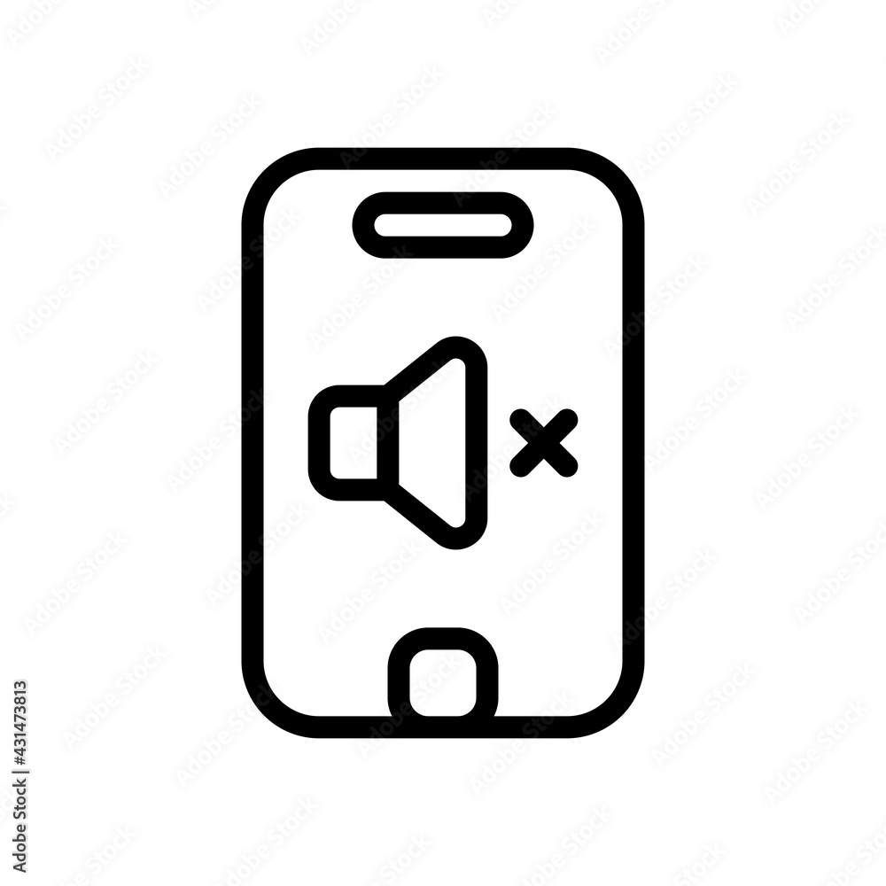Mute sound, audio off, simple icon. Black linear icon with editable stroke on white background Mute sound, audio off, simple icon. Black linear icon with editable stroke on white background