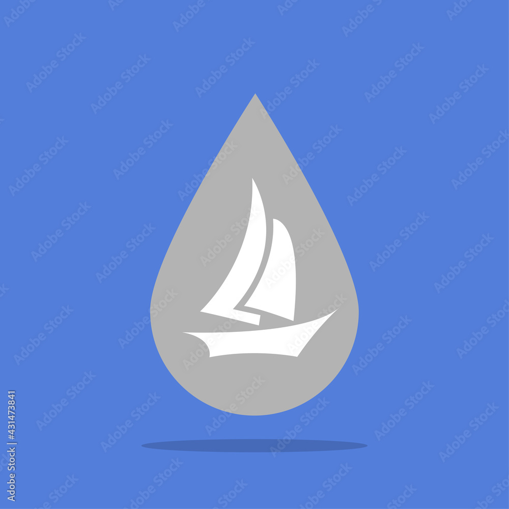 drop with a ship on a white background, vector illustration drop with a ship on a white background, vector illustration
