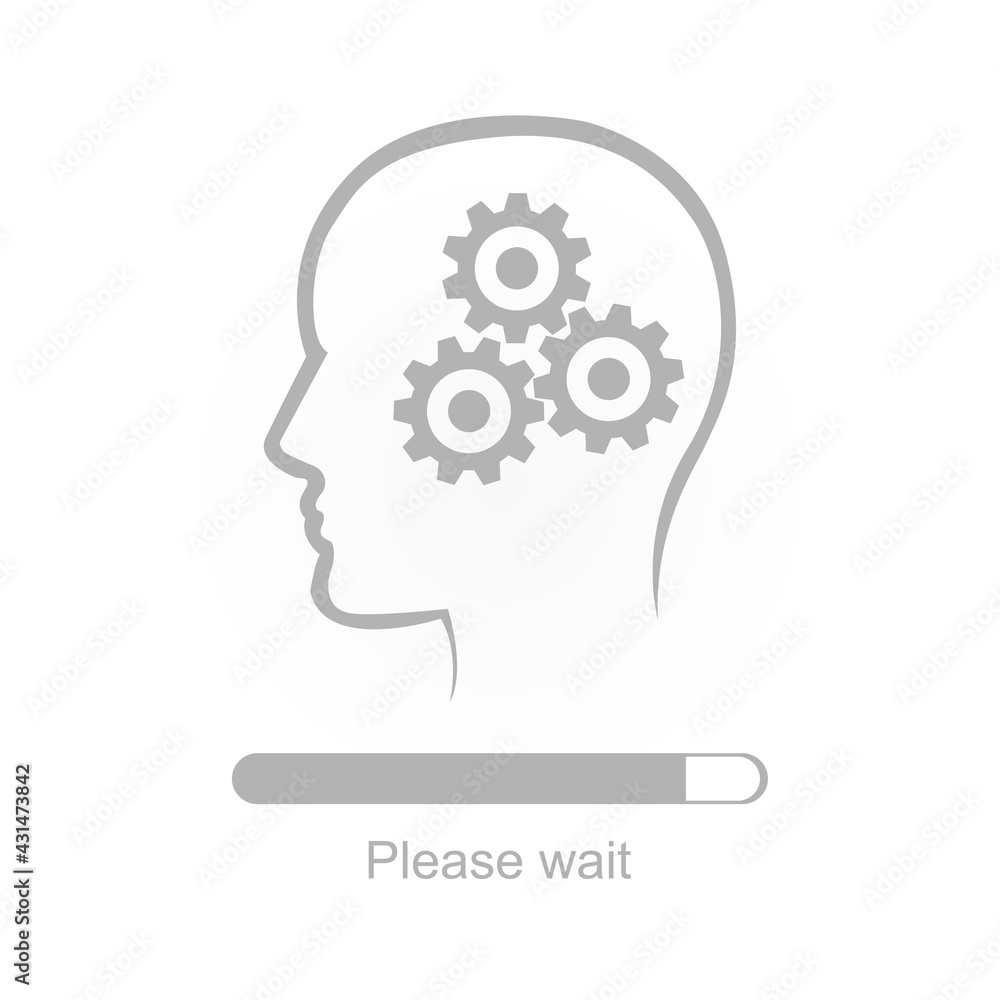 head icon with gears on a white background, concept of thought and reflection process, progress scale, vector illustration head icon with gears on a white background, concept of thought and reflection process, progress scale, vector illustration