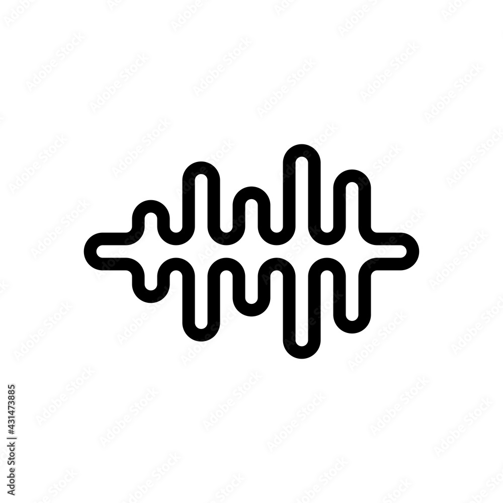 Sound wave, simple icon. Black linear icon with editable stroke on white background