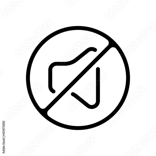 Mute sound, audio off, simple icon. Black linear icon with editable stroke on white background