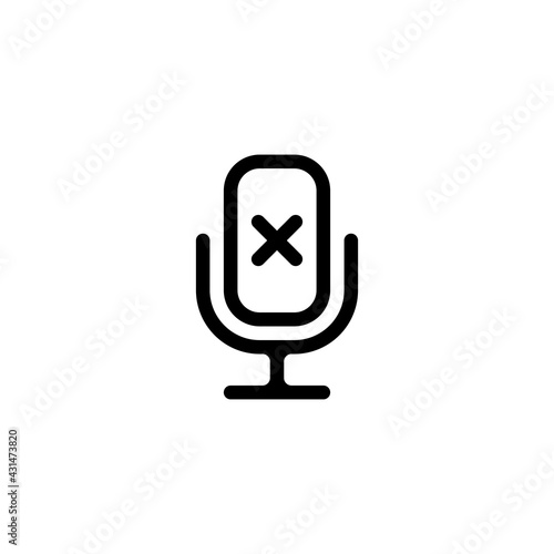 Muted microphone, no record, simple icon. Black linear icon with editable stroke on white background