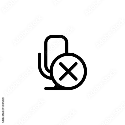 Muted microphone, no record, simple icon. Black linear icon with editable stroke on white background
