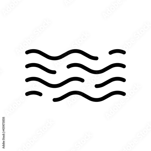 Simple wave icon, sea or ocean, abstract business logo. Black linear icon with editable stroke on white background