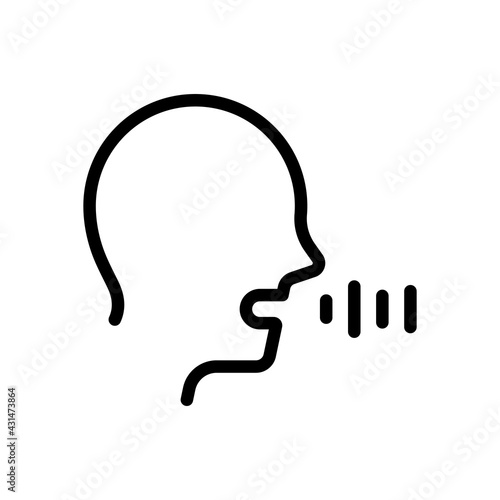 Voice command, speaking person, simple icon. Black linear icon with editable stroke on white background