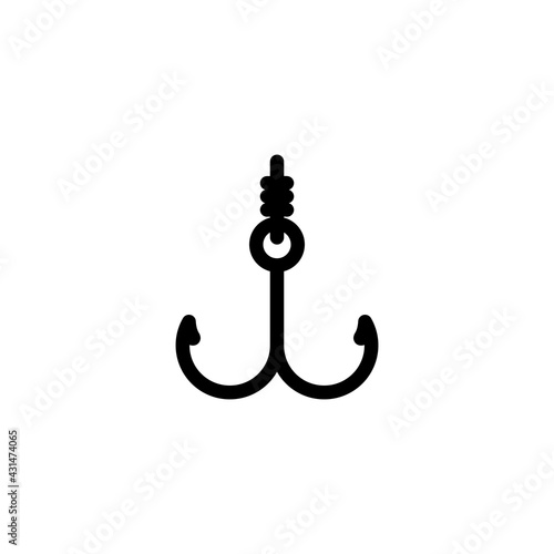 Fishing hook, simple icon. Black linear icon with editable stroke on white background