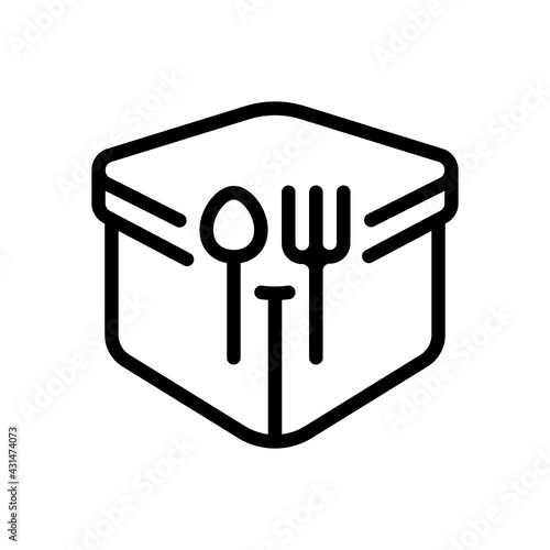 Lunch box, container for food, simple icon. Black linear icon with editable stroke on white background