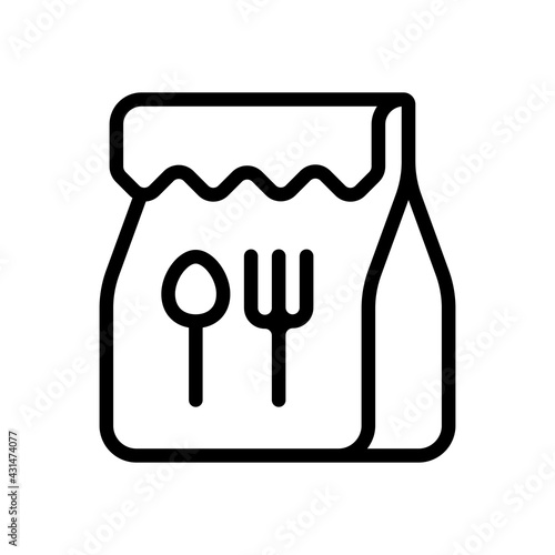 Lunch box, container for food, simple icon. Black linear icon with editable stroke on white background