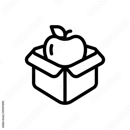 Lunch box, container for food, simple icon. Black linear icon with editable stroke on white background