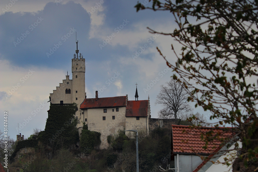 view of a medieval castle in upper franconia against cloudy sky