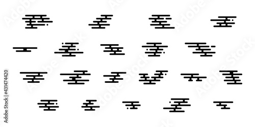 Japanese clouds vector isolated elements. Oriental style geometry simple pattern.