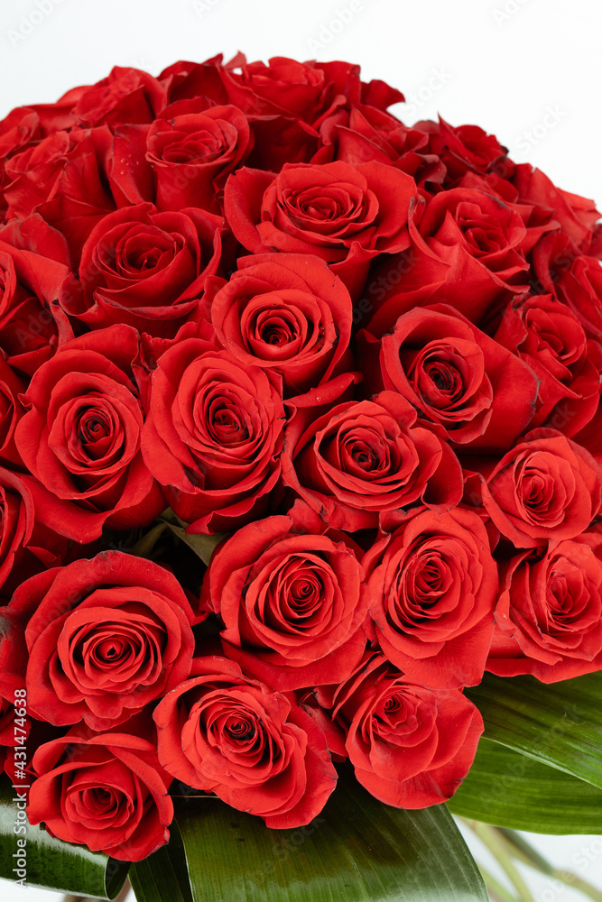 Bouquet of red roses with orange bow. Bouquet of red roses with orange bow.
