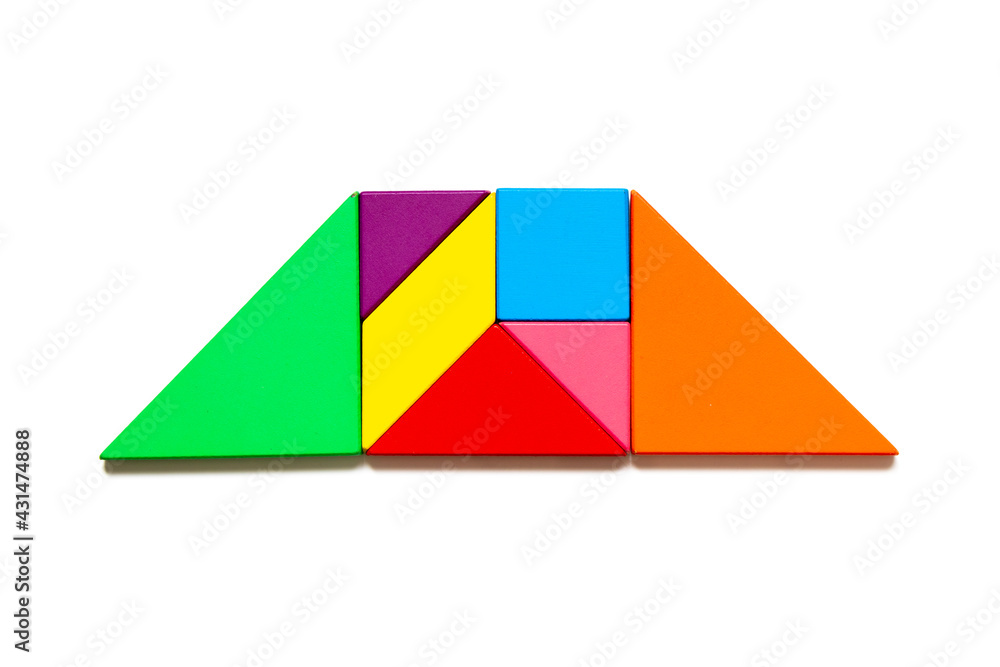 Photography Poster Color tangram puzzle in trapezium shape on