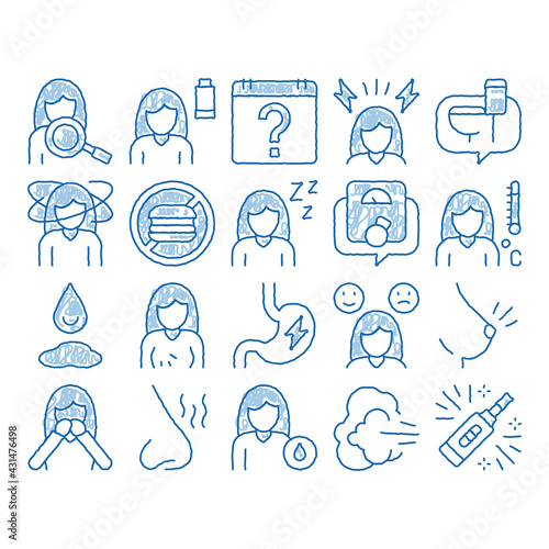 Symptomps Of Pregnancy Element Vector icon hand drawn illustration