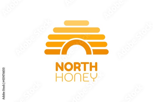 north igloo honey bee hive logo concept design illustration