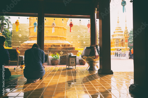 People who pray to the temple, Chiang Mai, Thailand