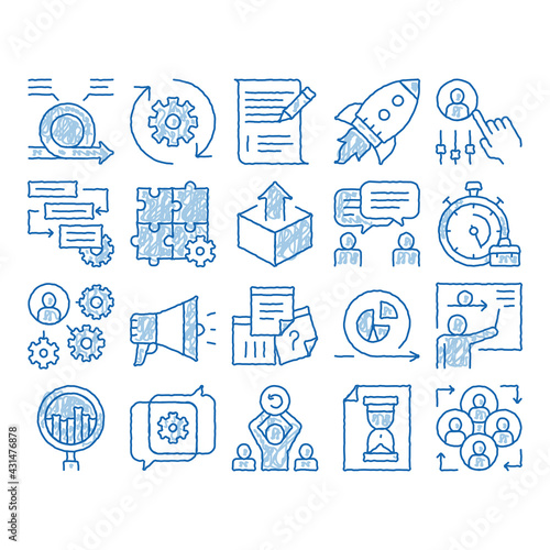 Scrum Agile icon hand drawn illustration
